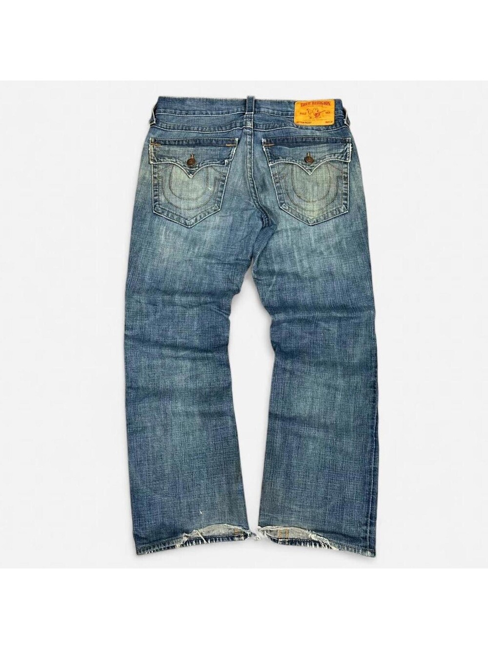Y2K True religion loose Bootcut grunge faded distressed jeans Men 36x31